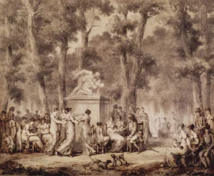 O le Jardin des Tuileries i le 1808 (peni ma le vaitusi ma le paluga i le pepa) na tafe